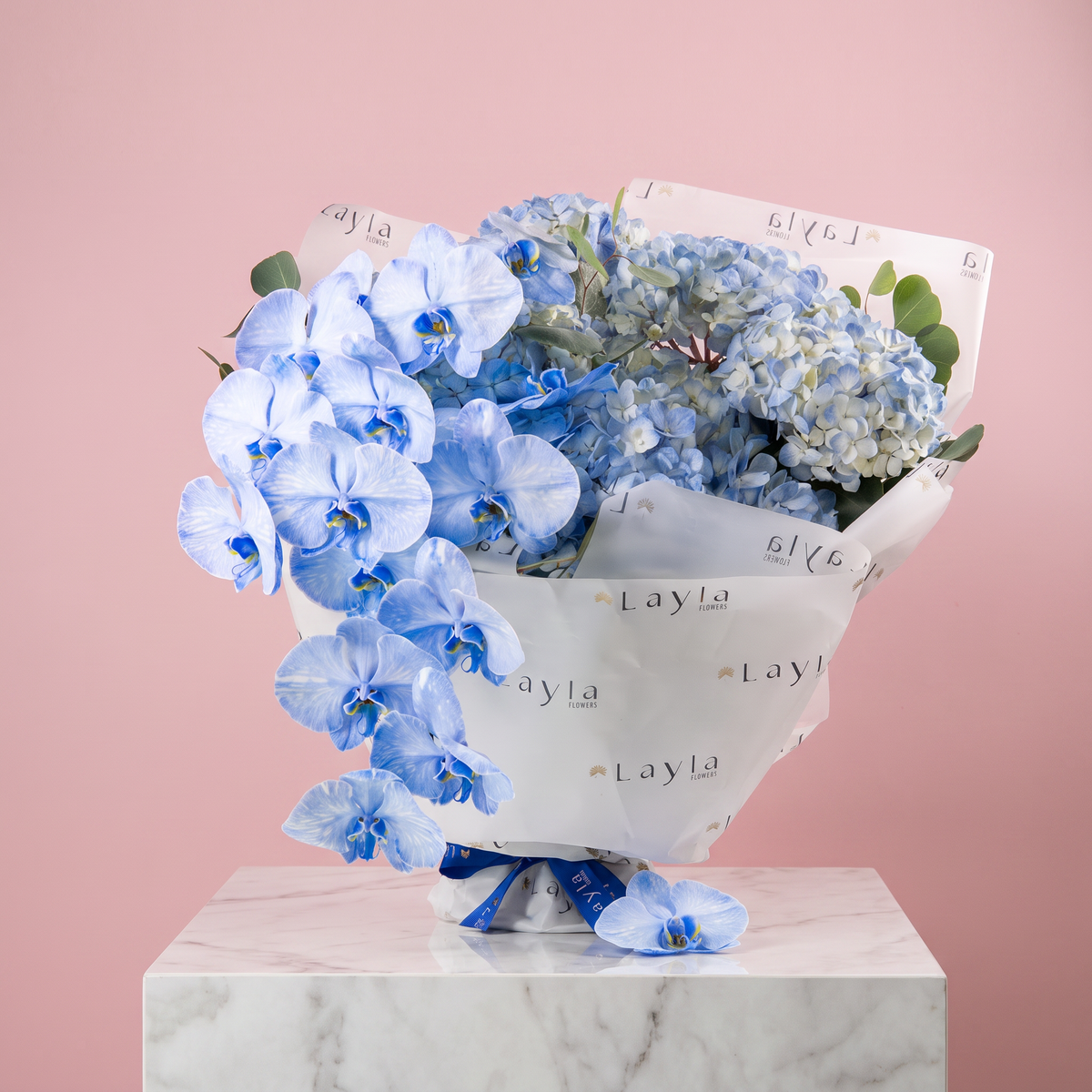 Sea Blooms- Blue Hydrangea & Orchid