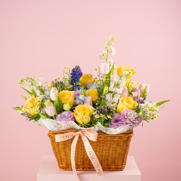 Refined Rectangular Flowers Woven Basket