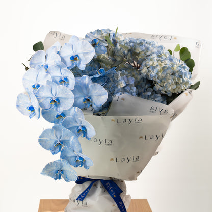 Sea Blooms- Blue Hydrangea & Orchid