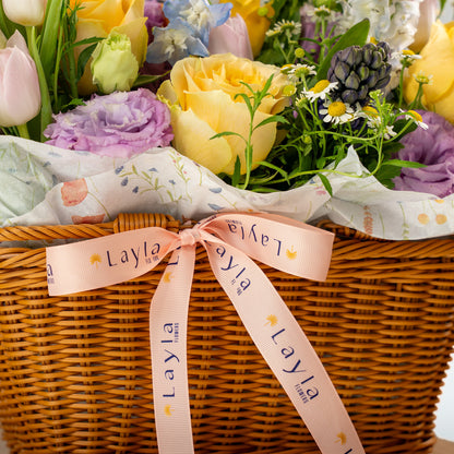 Refined Rectangular Flowers Woven Basket