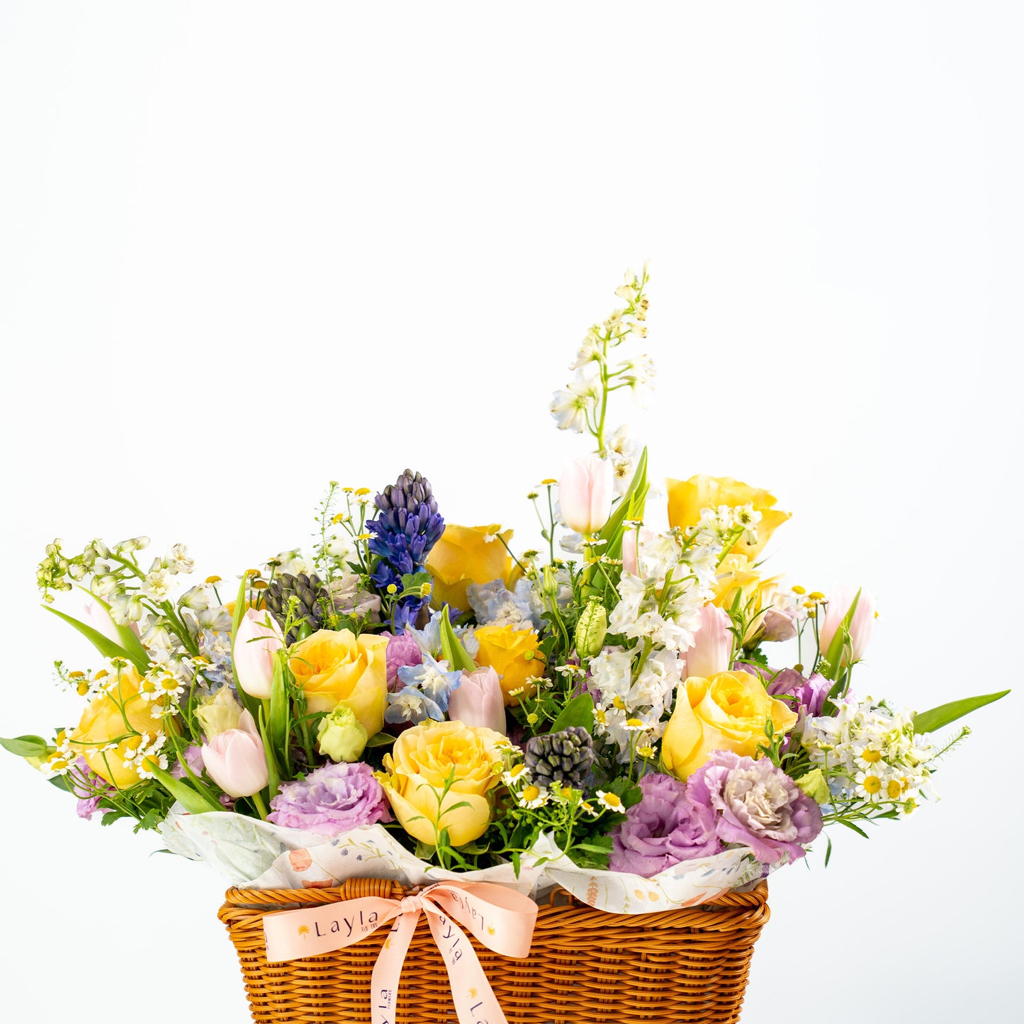Refined Rectangular Flowers Woven Basket
