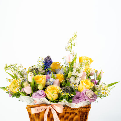 Refined Rectangular Flowers Woven Basket