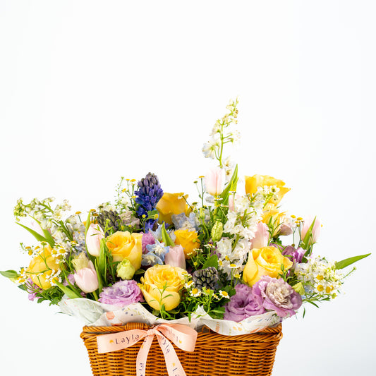 Refined Rectangular Flowers Woven Basket
