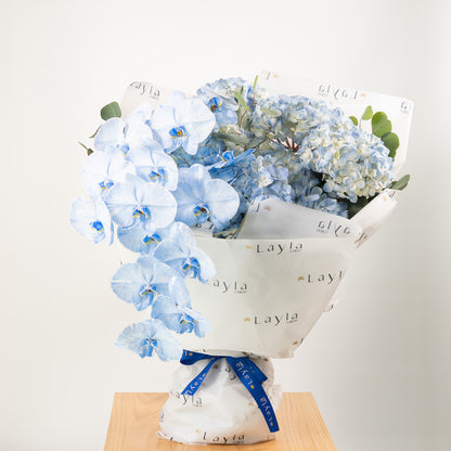 Sea Blooms- Blue Hydrangea & Orchid