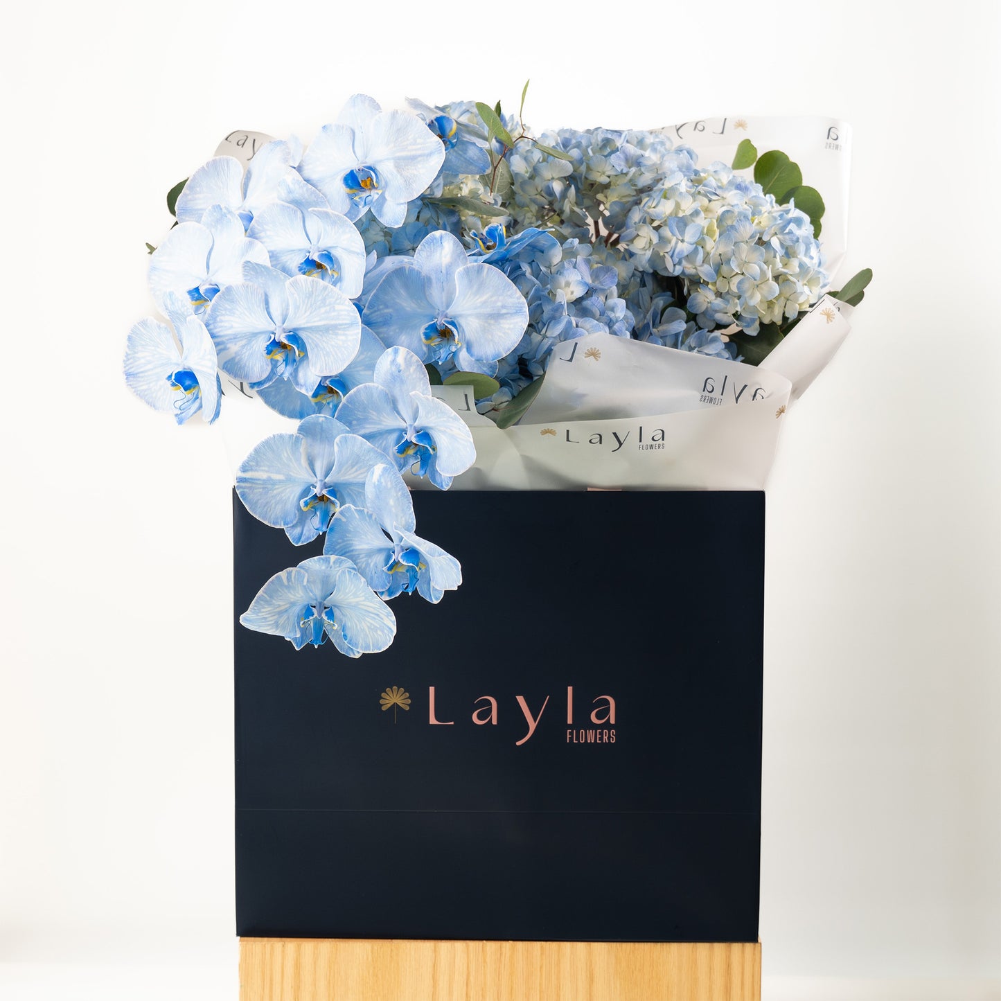 Sea Blooms- Blue Hydrangea & Orchid